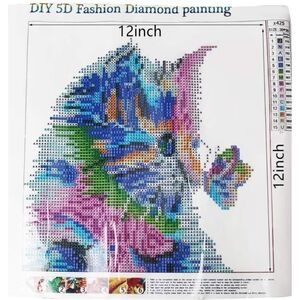 12x12" 5D Diamond Painting Complete Kit Including Cat Butterfly Canvas And Tools